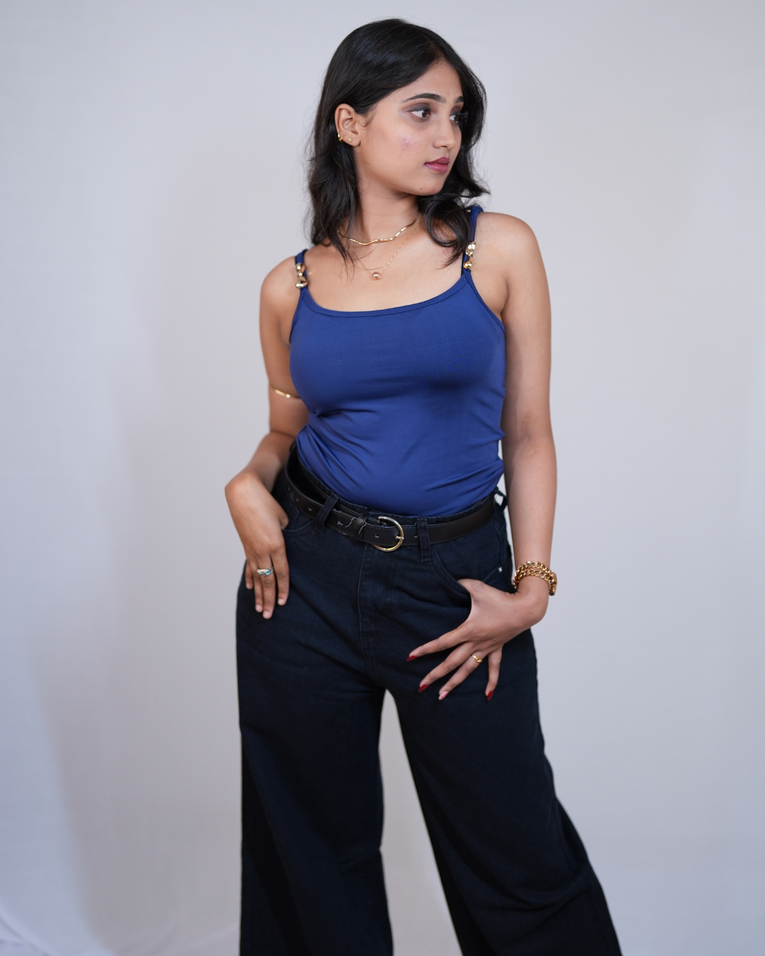 Cami Top Blue Beaded